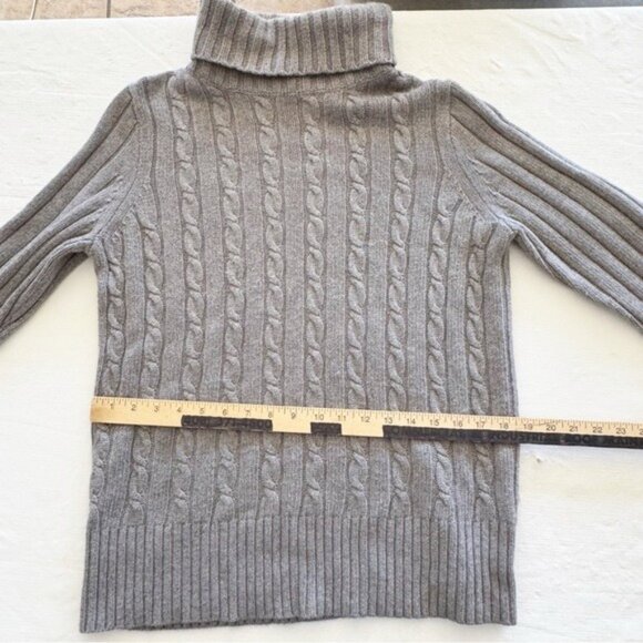J Crew Angora & wool Cambridge Chunky Cable Knit Turtleneck Sweater Grey Large - Picture 5 of 9